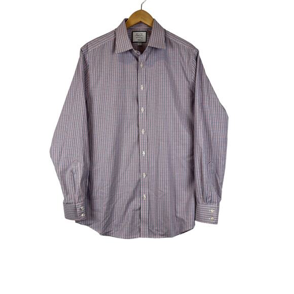 Charles Tyrwhitt Other - Charles Tyrwhitt Red Blue Mens 16.5-36 Plaid Non-Iron Slim‎ Fit Dress Shirt